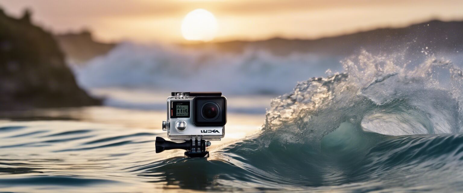 Action camera on surfboard