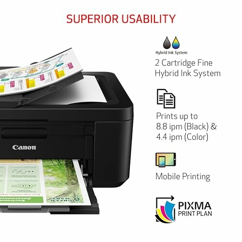 Canon printer with hybrid ink system and mobile printing