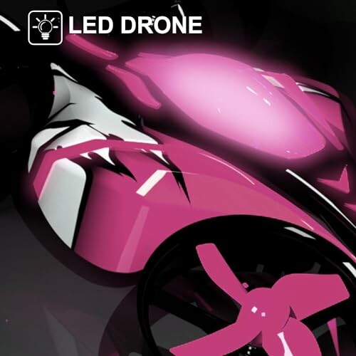 Pink LED drone with propeller and sleek design